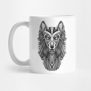 Grey wolf aztec pattern Mug